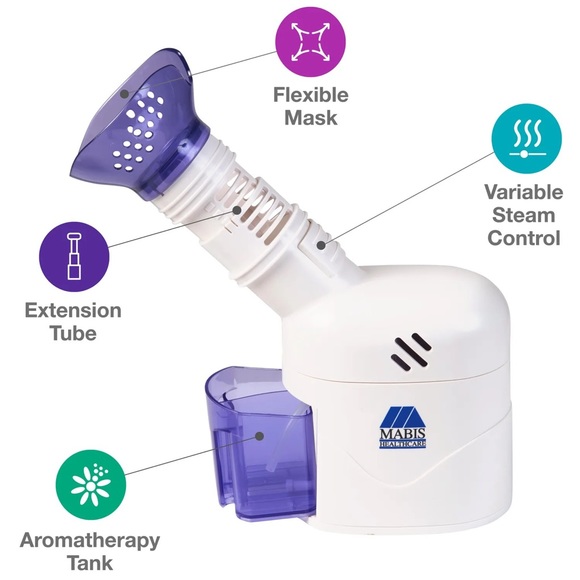 Mabis Personal Steam Inhaler Vaporizer with Aromatherapy Diffuser: Purple/White - Picture 3 of 11